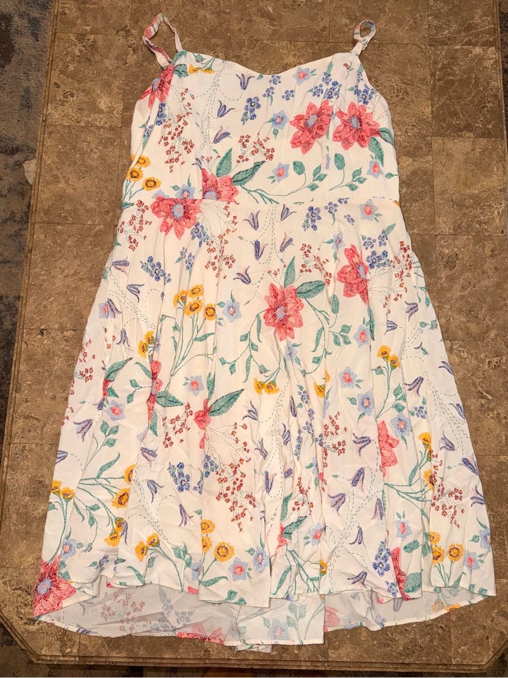 Old Navy White Floral Sundress with Pink, Yellow & Blue Accents